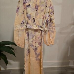 Zimmermann Cream and Purple Long Sleeve Dress